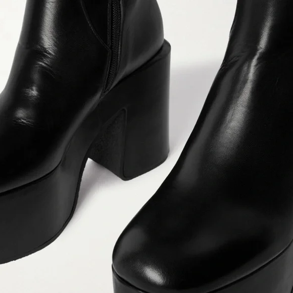Dries Van Noten Women's Black Leather Platform Boots Size 39 1/2 - Picture 2 of 8